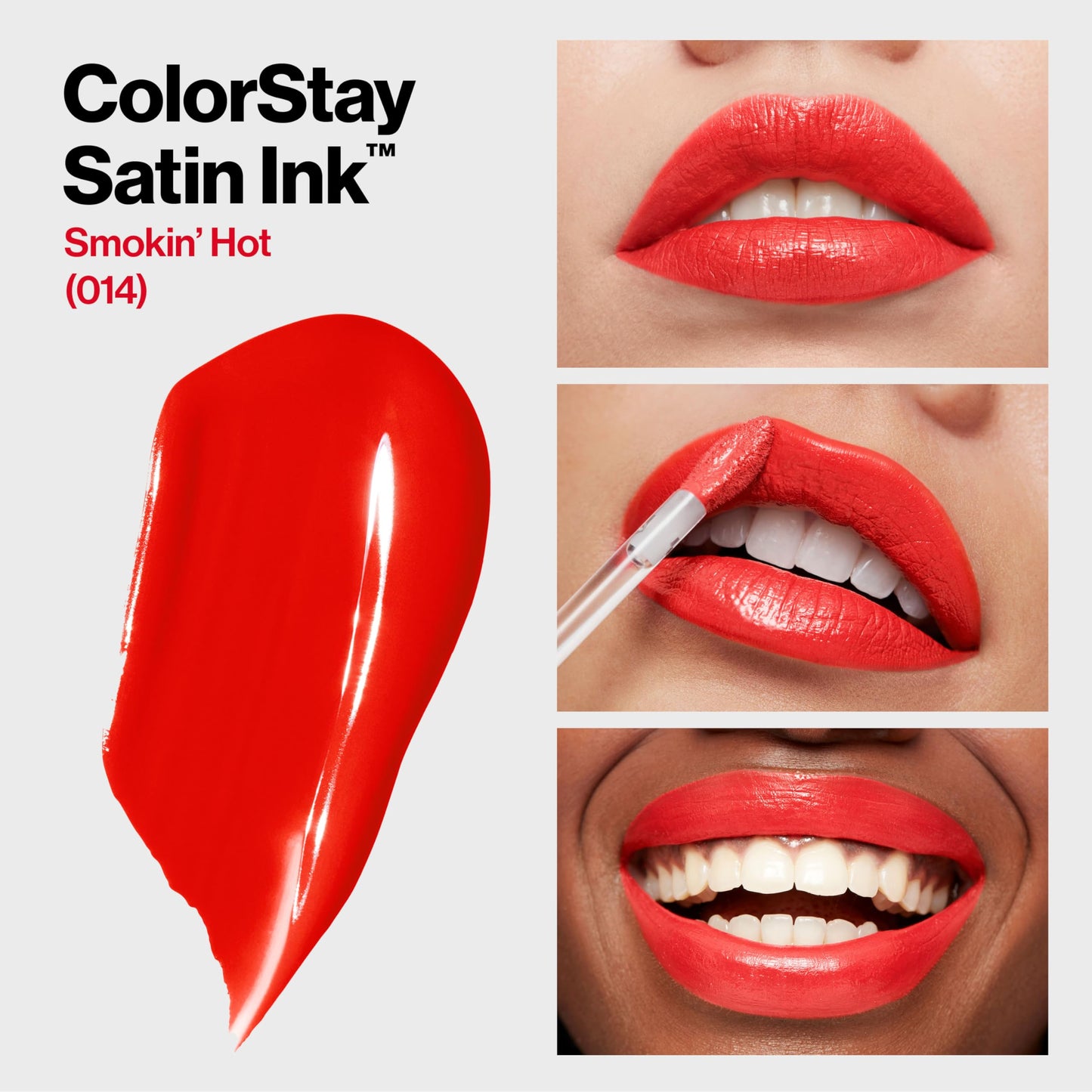 Revlon ColorStay Satin Ink Liquid Lipstick, Longwear Rich Lip Colors, Formulated with Black Currant Seed Oil, 014 Smokin' Hot, 0.17 fl oz