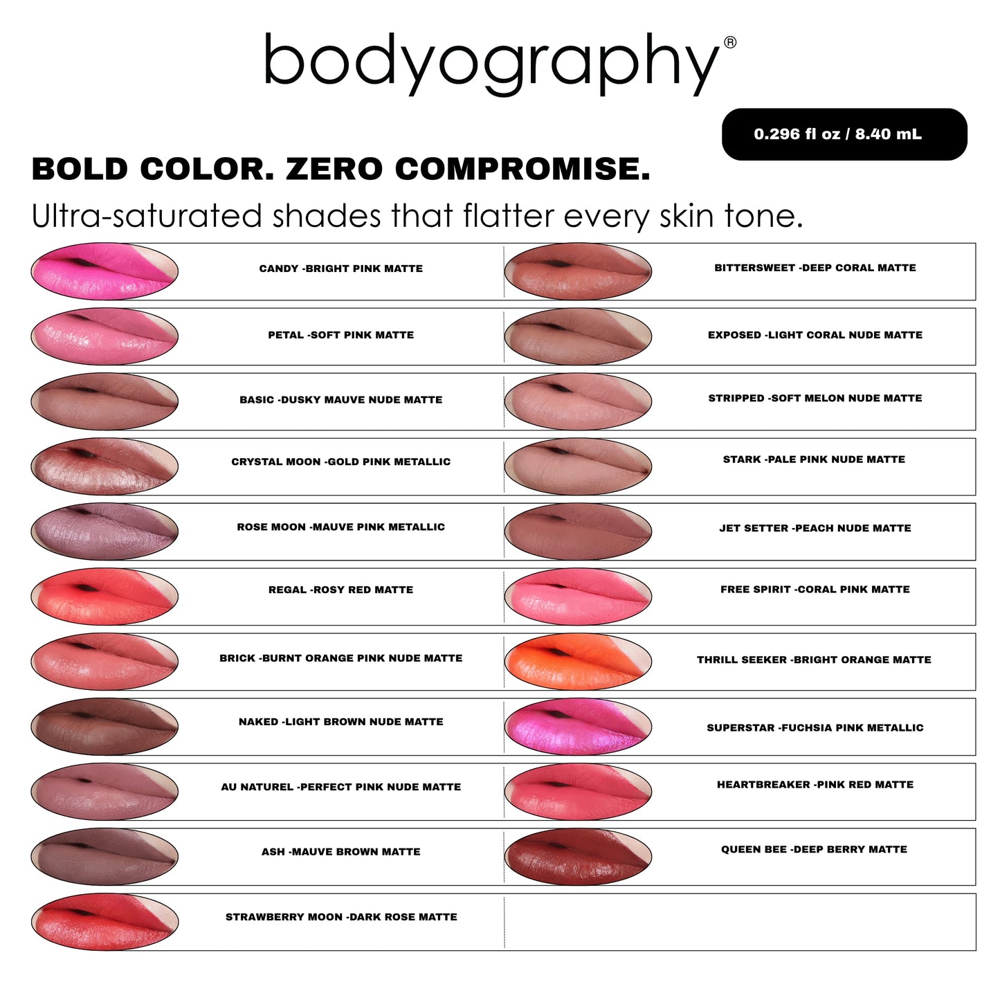 Bodyography Matte Lip Lava Liquid Lipstick - Strawberry Moon | Dark Rose Matte | Long-Wear, Transfer-Proof Lipstick with Vitamin E Conditioning |