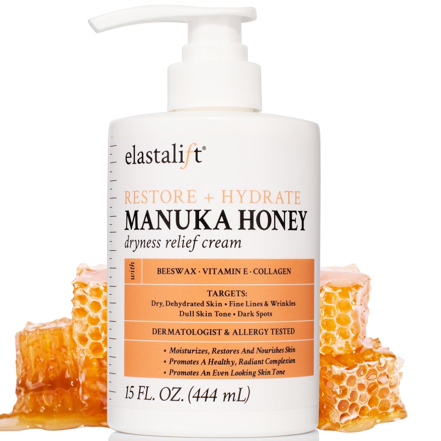Elastalift Manuka Honey Cream Face Moisturizer & Body Butter Lotion For Dry Skin | Firming & Hydrating Miracle Balm Skin Care Moisturizing Lotion