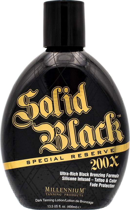 Millennium Solid Black Special Reserve 200X Tanning Lotion - Indoor/Outdoor Use with Advanced Silicone Bronzer, Tattoo Protection - Tanning Lotion