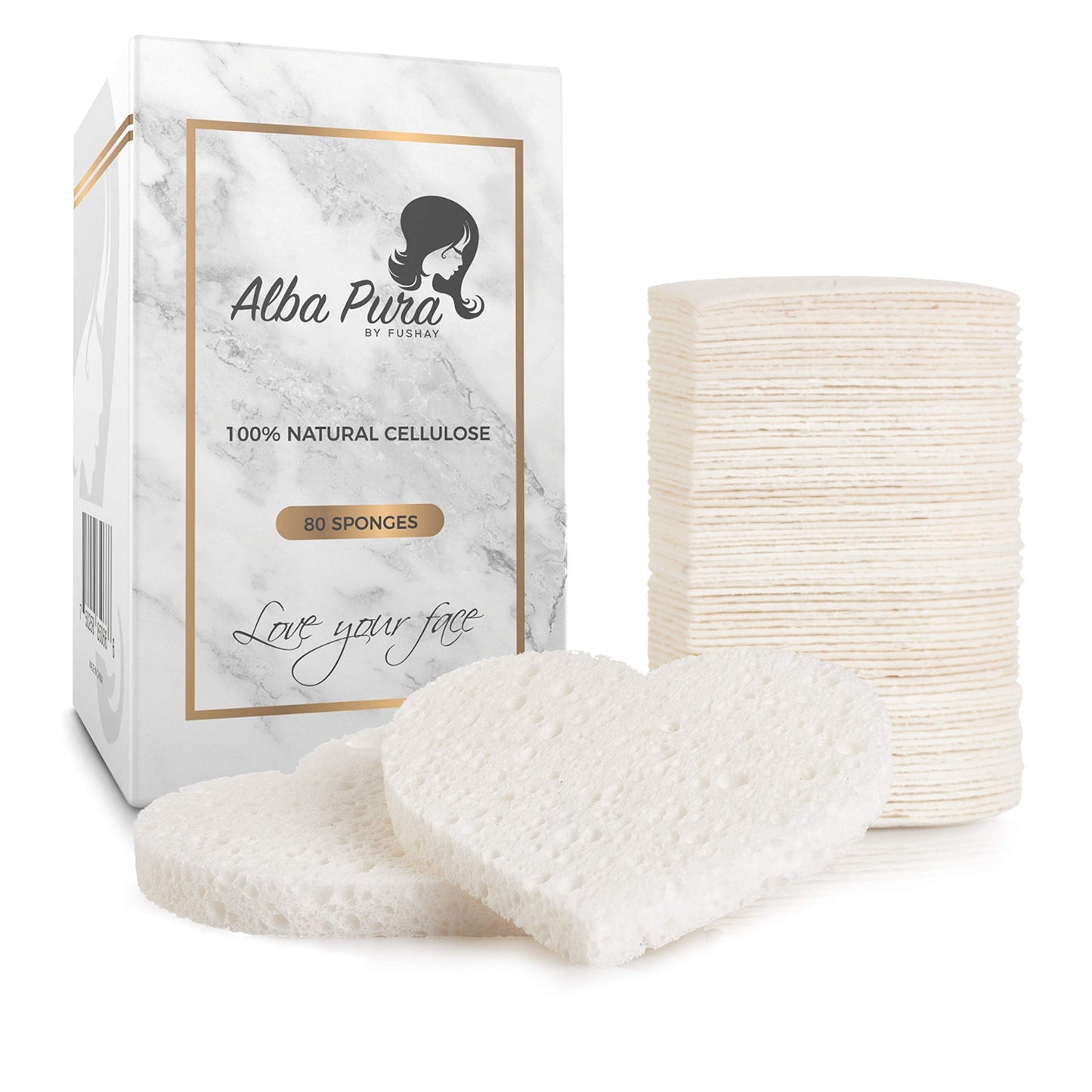 Compressed Facial Sponges for Sensitive Skin Natural Cellulose Sponge for Face Cleansing Exfoliating and Makeup Removal, Professional use Deep Clean