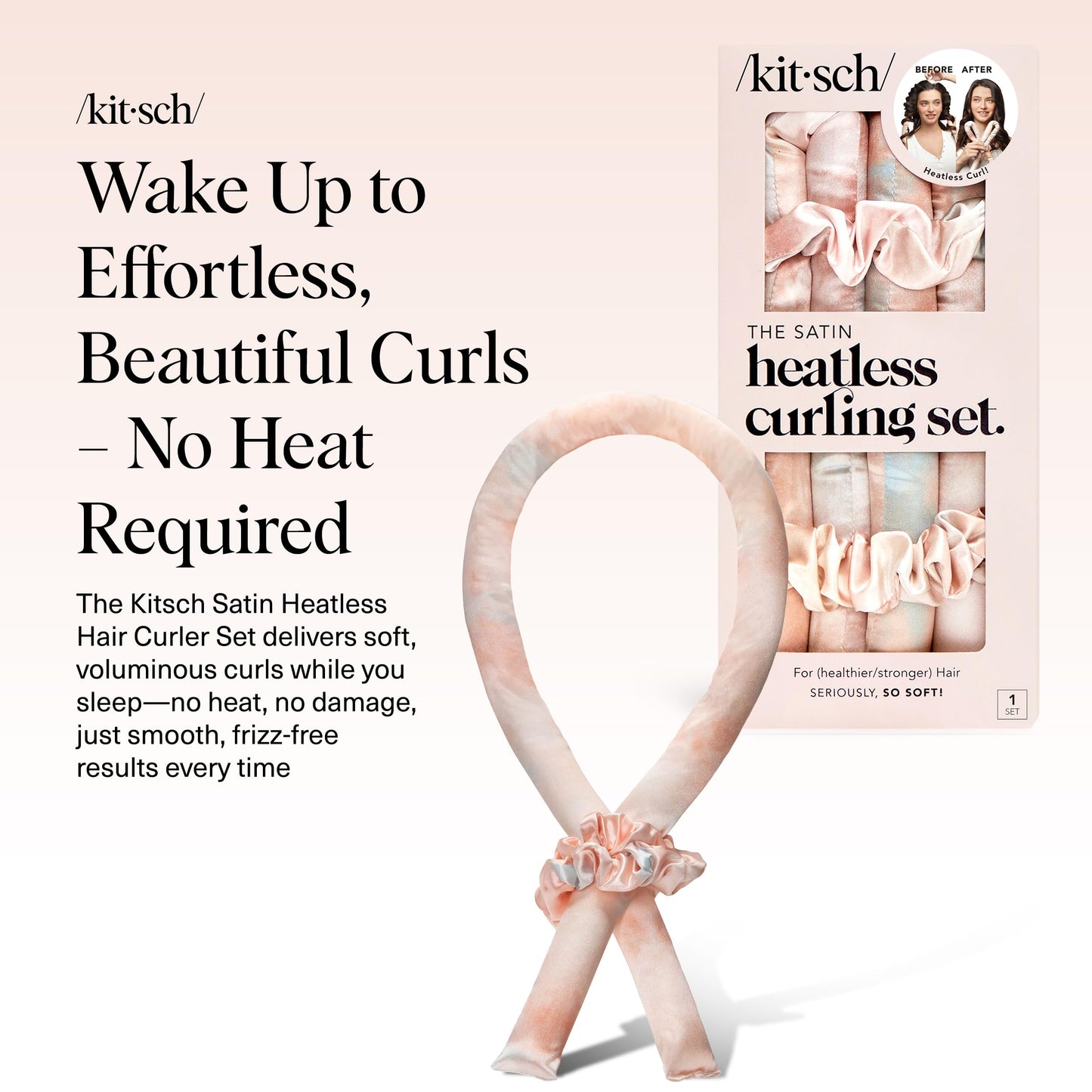 Elf x Kitsch Satin Heatless Hair Curler Set - Heatless Curls Overnight, Hair Rollers for Soft Curls & Frizz-Free Styling, No Heat Curlers To Sleep in Beauty and Personal Care Kitsch