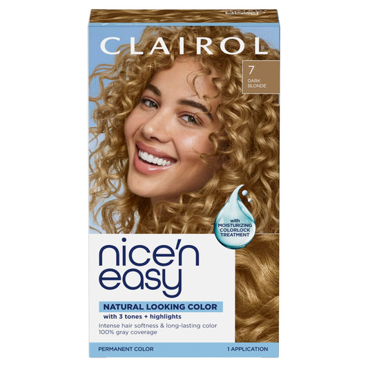Clairol Nice'n Easy Permanent Hair Dye, 7 Dark Blonde Hair Color, Pack of 1