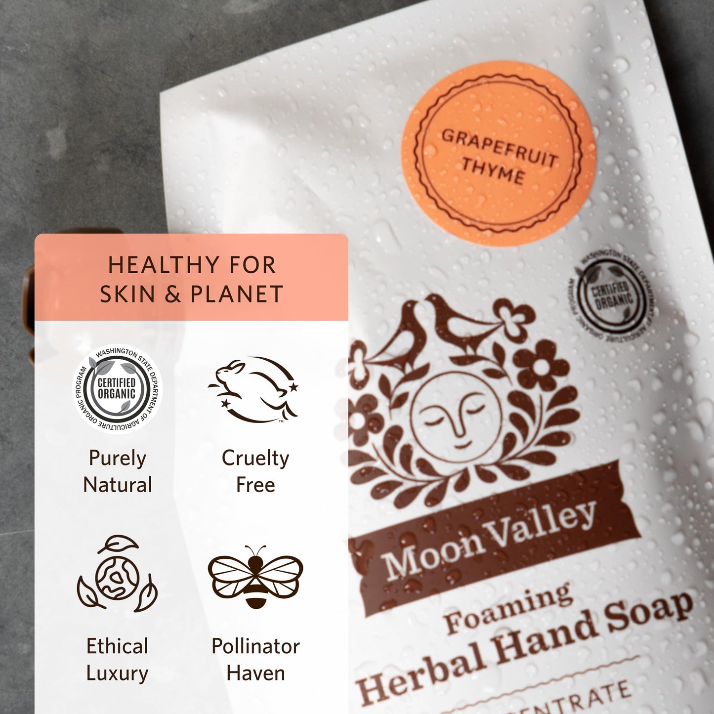 Moon Valley Foaming Hand Soap Refill Pouch, Three-Pack Lemon Rosemary, Mint Lavender, Grapefruit Soap, Vegan and Non-GMO, Environmentally Friendly Beauty & Personal Care Moon Valley Organics