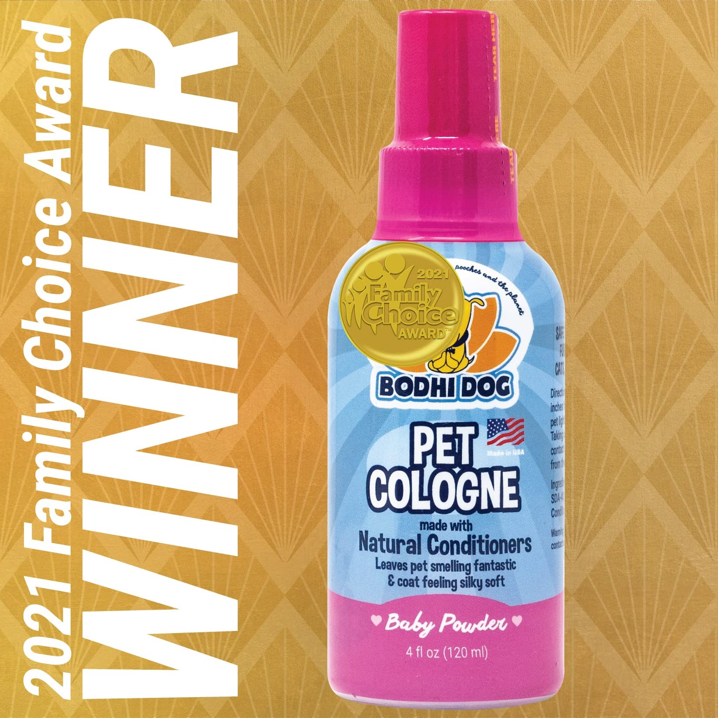 Bodhi Dog Premium Dog Cologne – Baby Powder Scent – 4oz Natural Long-Lasting Deodorizing Spray & Conditioner for Dogs & Cats – Made in USA