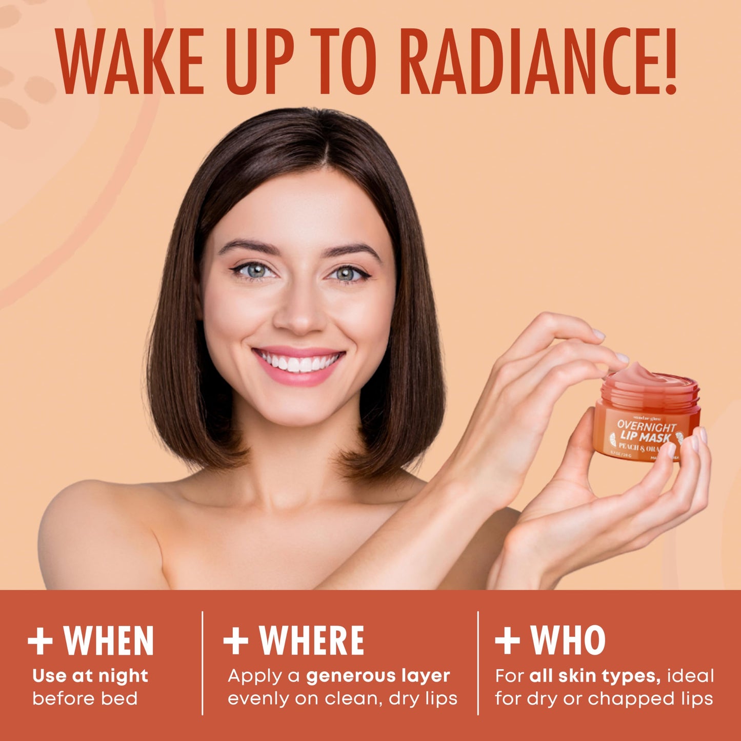 Sundae Glow Lip Mask with Peach & Orange - Hydration, Lip Repair for Dry Cracked Lips & Smoothing - Dermatologist Tested, Korean Lip Care - 95%