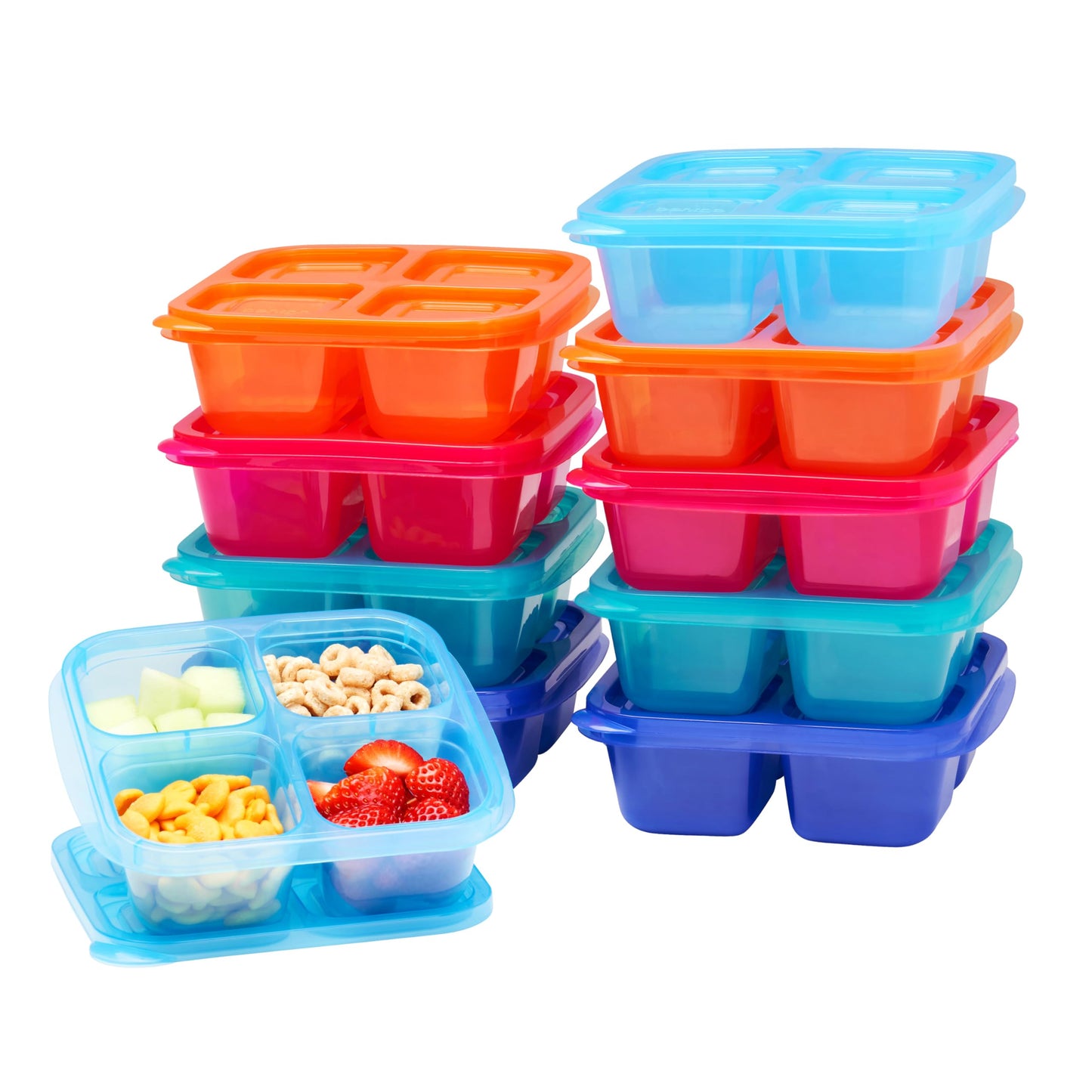 Bentgo Easyboxes 4-Compartment Snack Containers - 20-Piece Set with 10 Trays & 10 Custom-Fit Lids to Seal in Freshness - Reusable Food Storage & Meal…