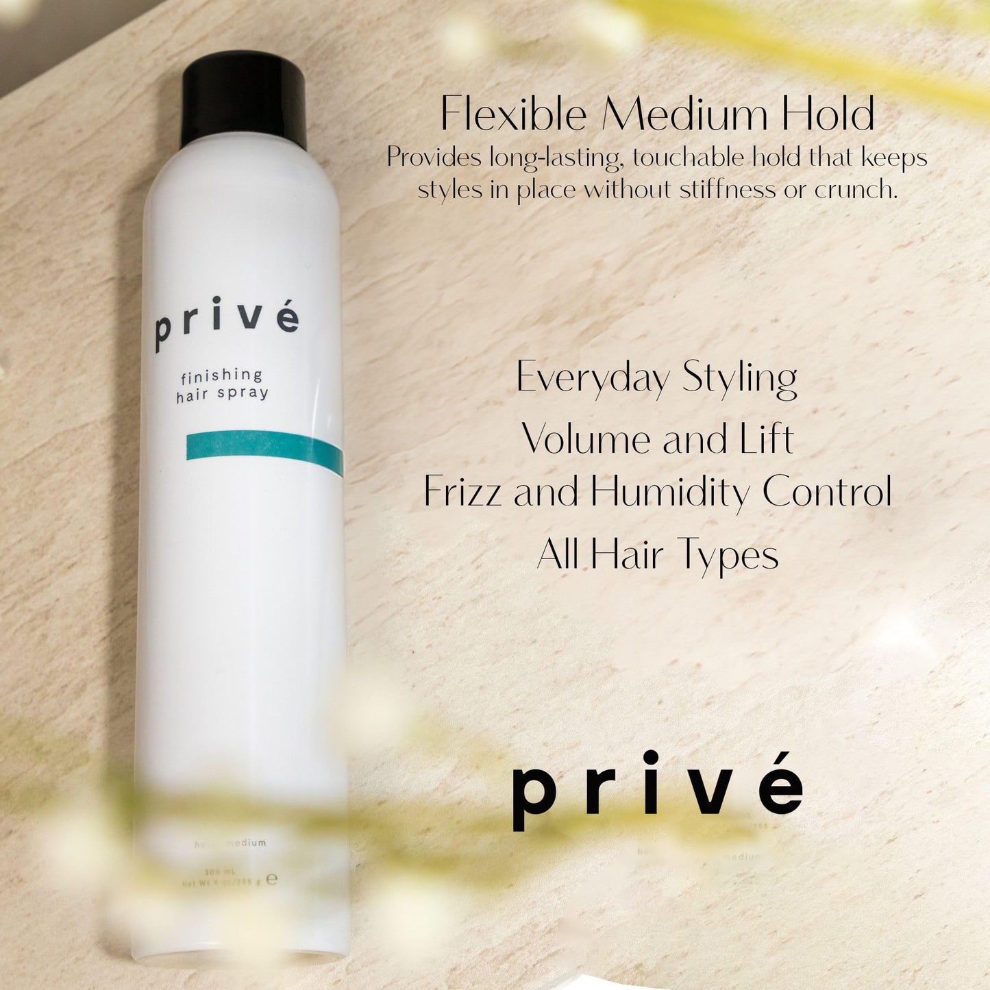 Privé Finishing Hair Spray Medium Hold - Volumizing Spray for Total Control- Perfect for Root Lift and Frizz Control - 9 Oz