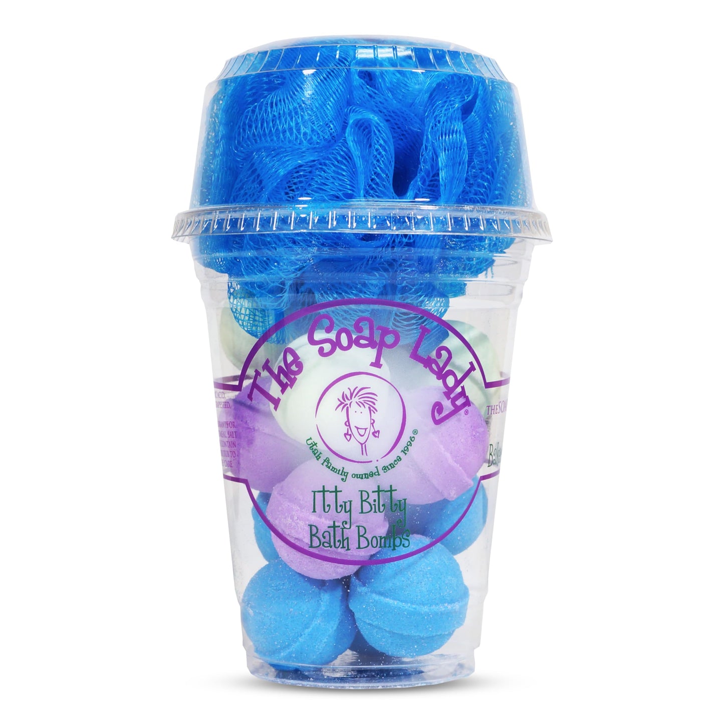 The Soap Lady Itty Bitty Bath Bombs - Paradise Glow - Includes Loofah - .65oz Bath Bombs