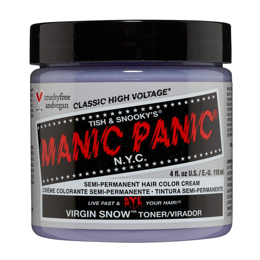 MANIC PANIC Virgin Snow Hair Toner - Classic High Voltage - Semi Permanent Blue Toner for Blonde, Bleached, Brassiness Orange Hair & Brassy Tones