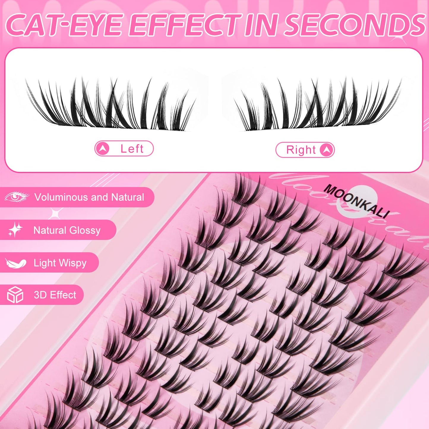 MOONKALI Lash Clusters Fairy Eyelash Cluster Manga 8-18MM D Curly 132Pcs Beauty and Personal Care MOONKALI