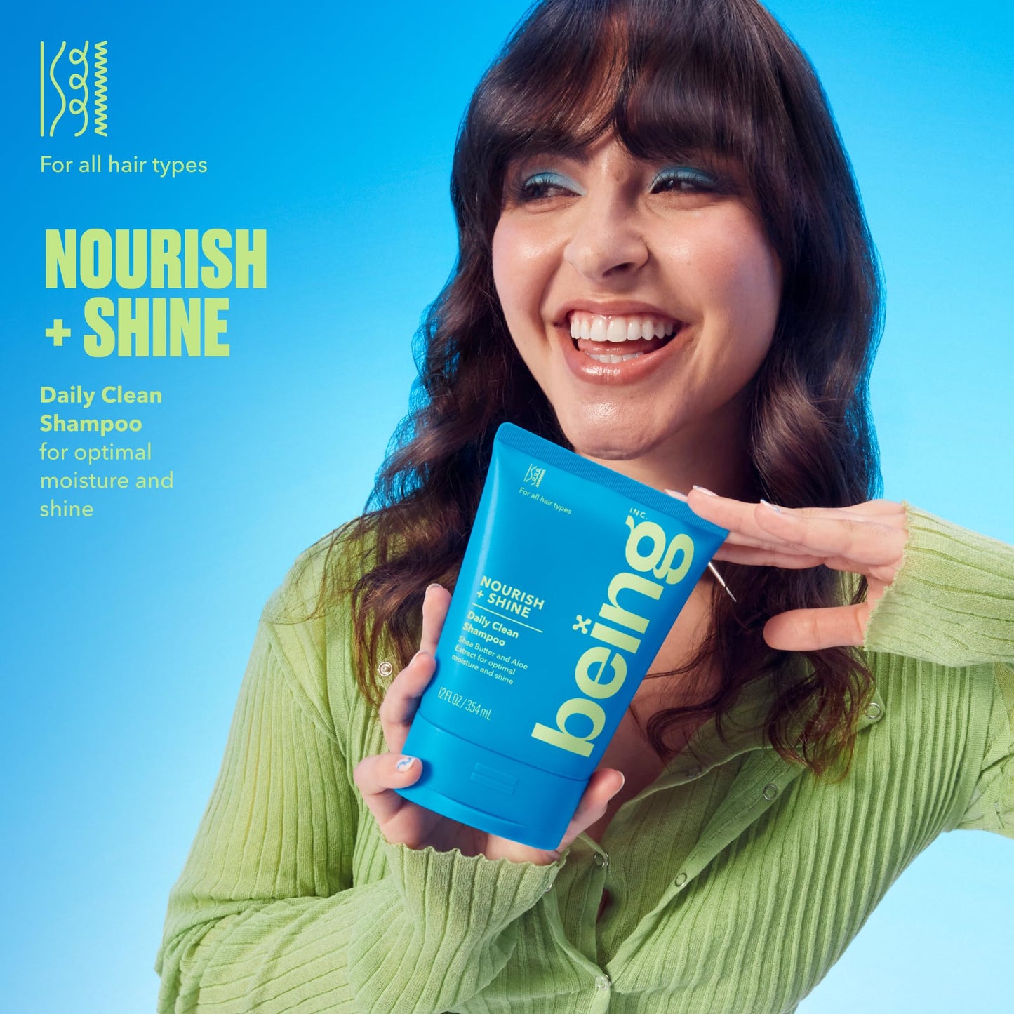 being NOURISH + SHINE Daily Clean Shampoo and Conditioner Set 354mL with Shea Butter and Aloe Extract
