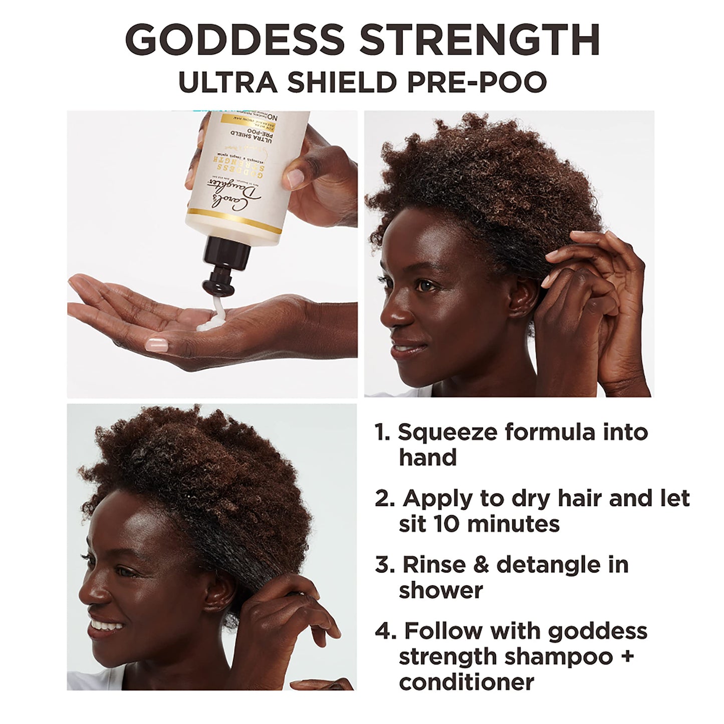 Carol's Daughter Goddess Strength Ultra Shield Pre Poo Hair Treatment for Waves, Coils and Curls, Protective Hair Detangler with Castor Oil, 10.2 Fl