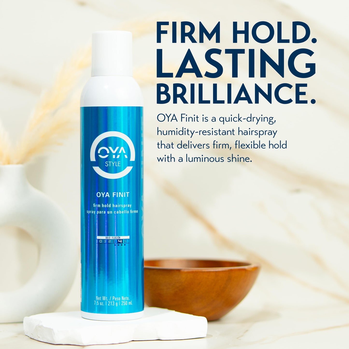 OYA FINIT Quick Drying Extra Hold Hairspray - Strong Aerosol Hair Spray for Women and Men - Volumizing Anti-Frizz Styling Hold for All Hair Types