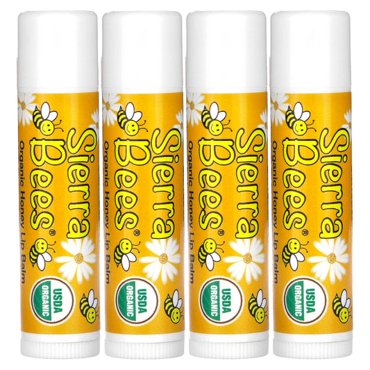 Sierra Bees Organic Lip Balms, Honey, 4 Pack, 0.15 oz (4.25 g) Each Beauty and Personal Care Sierra Bees