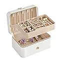 SONGMICS Jewelry Organizer Box, Travel Jewelry Case, 2-Layer Travel Case for Earrings, Necklaces, Bracelets - Portable Jewelry Storage with Large…