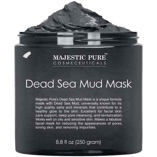 Majestic Pure Dead Sea Mud Mask - Natural Face and Skin Care - Helps Reducing Pores and Appearances of Acne and Blackheads - Soothing, and Nourishing