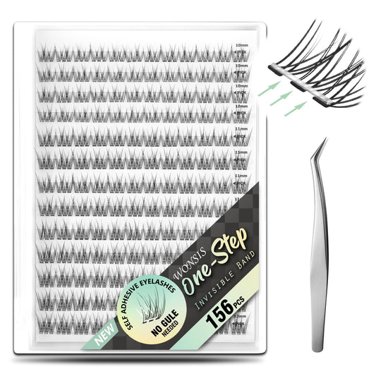 WONSIS Self Adhesive Eyelashes, 120 Pcs Self Adhesive Eyelash Clusters, No Glue Needed (Natural-12mm) Beauty and Personal Care WONSIS Default Title
