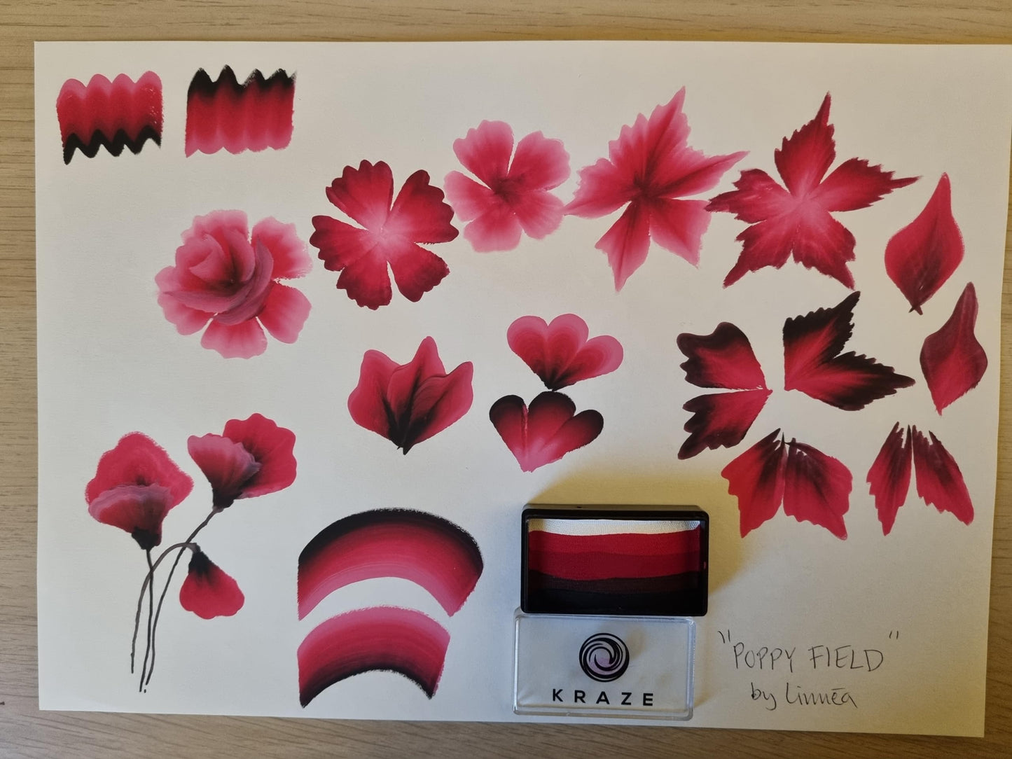 Kraze FX Dome Stroke - Poppy Field by Linnea (25 gm), Professional 1-Stroke Split Cake, Hypoallergenic, Non-Toxic, Water Activated Face & Body