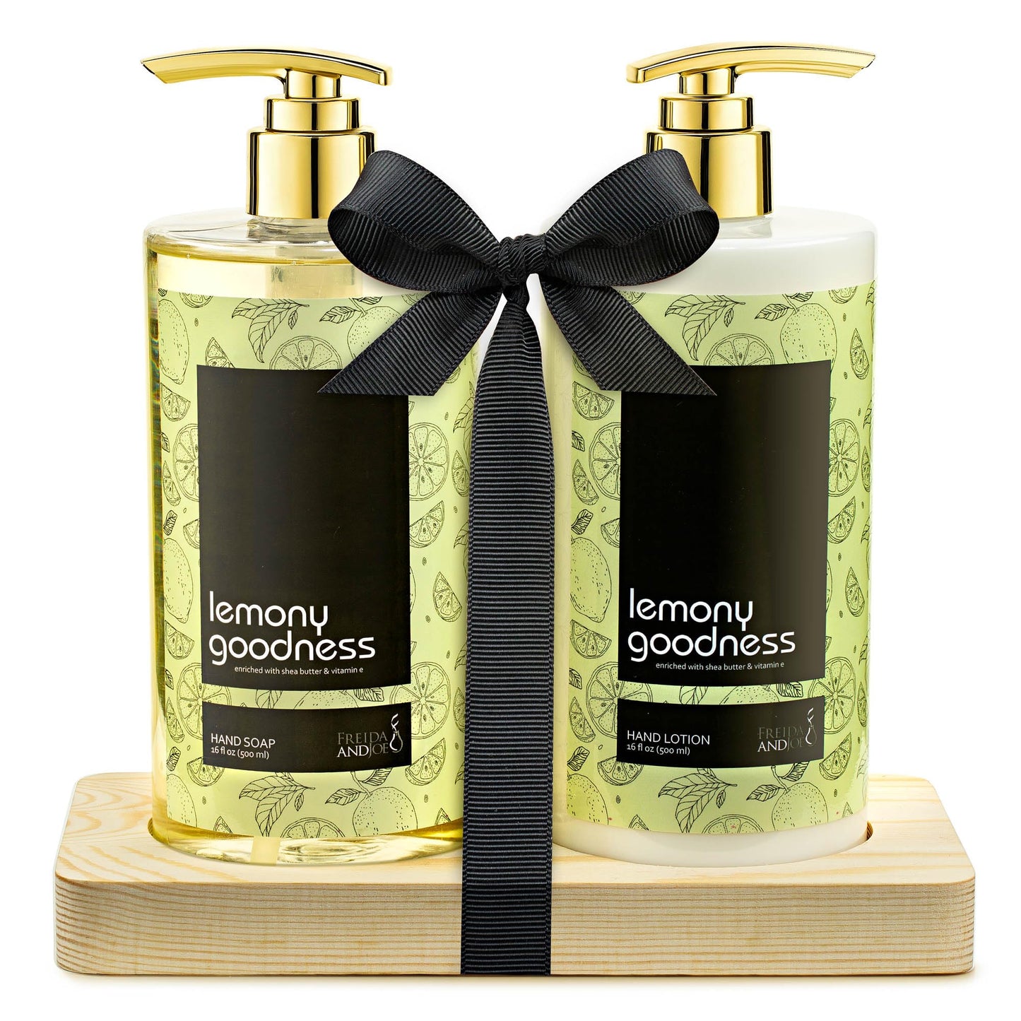 16 fl oz Lemon Citrus Aromatic and Nourishing Hand Soap Set Keep Your Skin Incredibly Soft & Clean in a Wooden Holder Unisex Formula Luxury Body Care