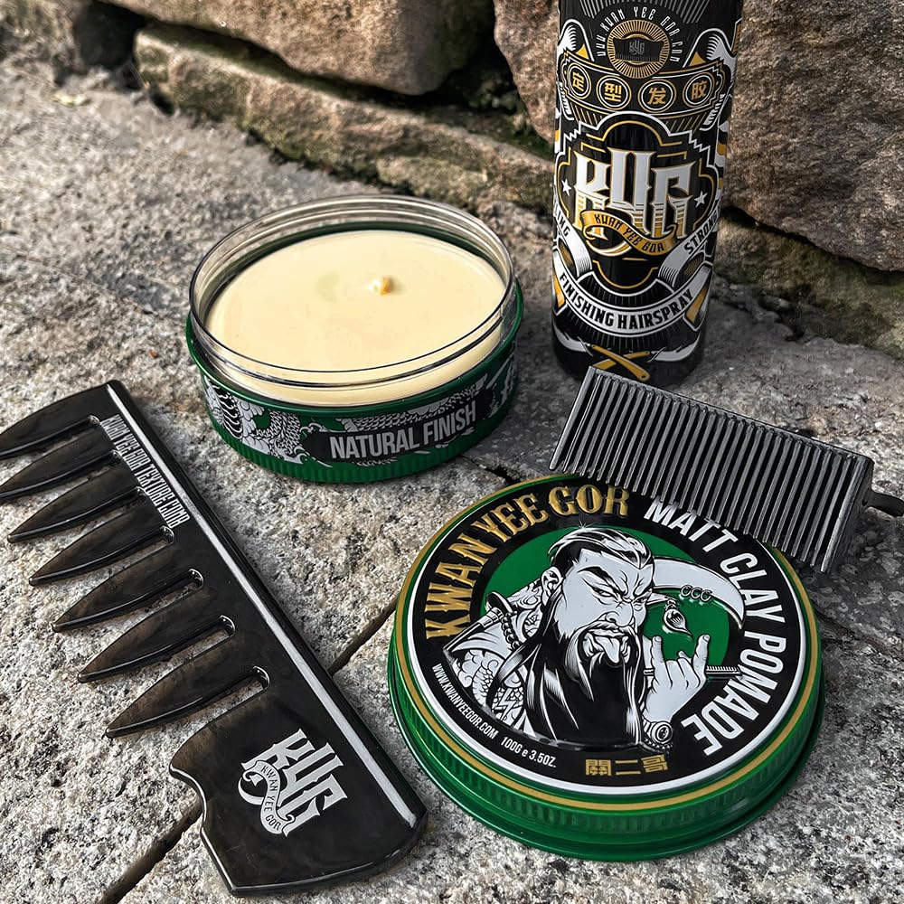 KWAN YEE GOR Matte Hair Clay Pomade for Men - 24H Strong Hold & Water-Based | German Formula | No White Residue, Easy Wash | Beeswax & Kaolin Clay |