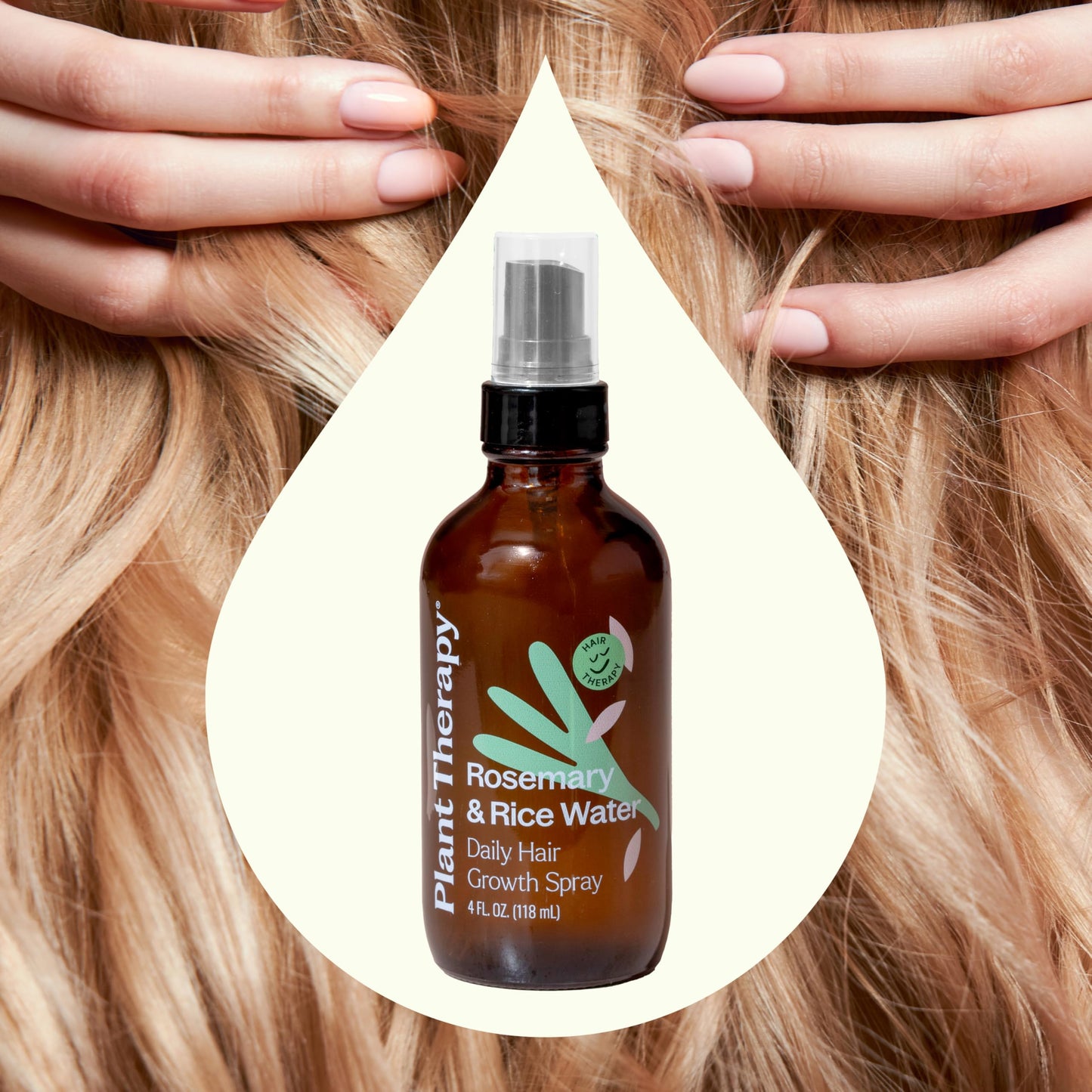Plant Therapy Rosemary & Rice Water Spray 4 oz Daily Hair Growth Spray, Maximizes Natural Hair Growth, Boosts Strength & Elasticity, Adds Volume