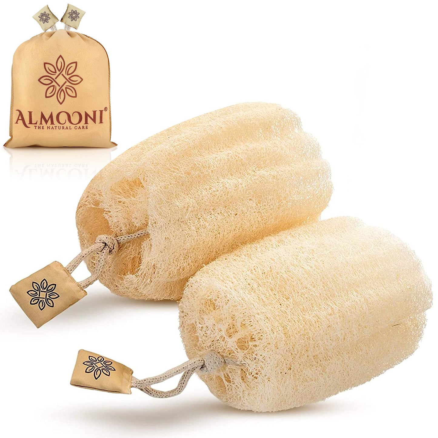 Almooni Natural Loofah Exfoliating Body Scrubber for Men and Women, Real Round Egyptian Loofah Sponge with Consistent Scrub Texture, Large Natural Beauty and Personal Care ALMOONI Default Title