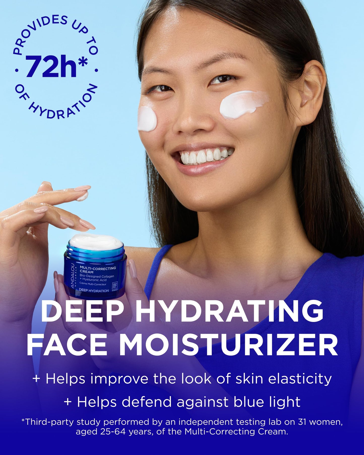 Andalou Naturals Deep Hydration Face Moisturizer Multi-Correcting Cream - Daily Skincare With Hyaluronic Acid, Vegan Collagen, & Fruit Stem Cells