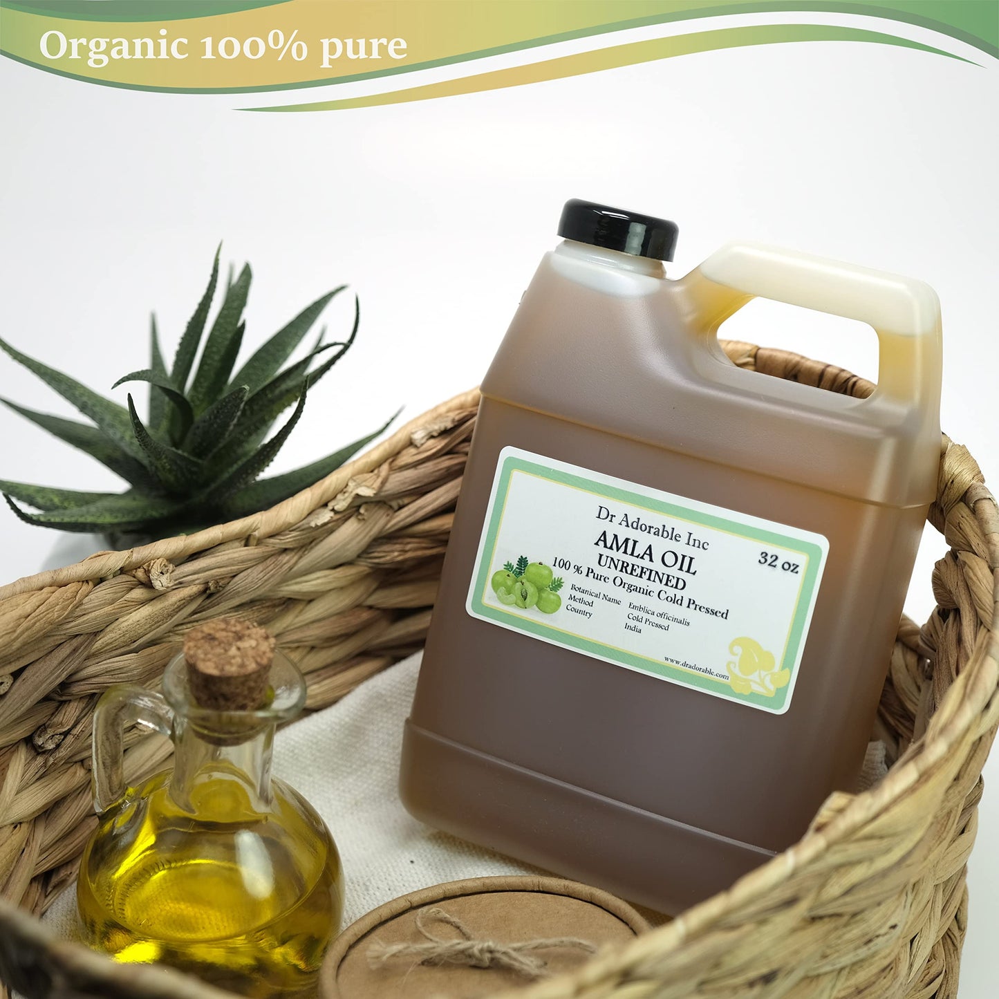Dr Adorable - 32 oz - Organic AMLA OIL UNREFINED - 100% Pure Cold Pressed Extra Virgin for Healthy Hair and Moisturized Scalp