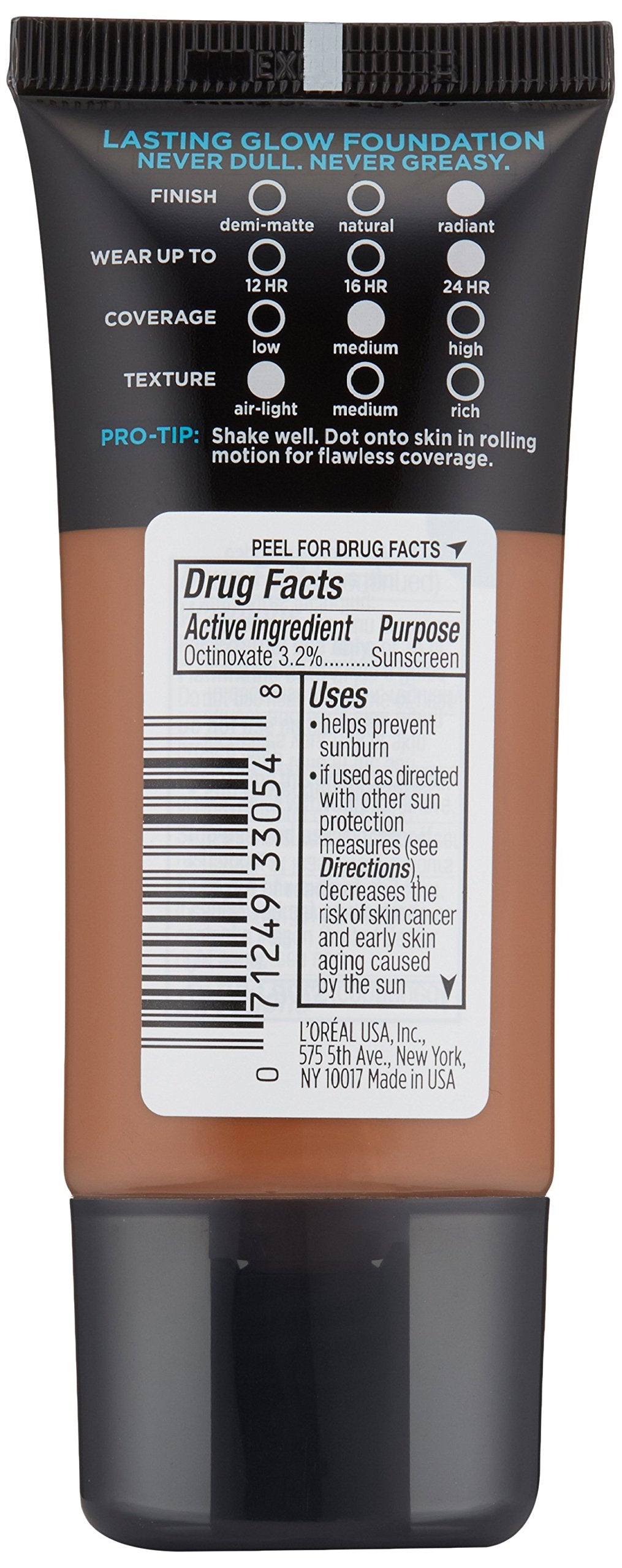 L'Oreal Paris Infallible Pro-Glow Foundation, Cocoa, 1 fl; oz.