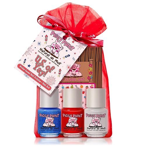 PIGGY PAINT 100% Non-toxic Girls Nail Polish - Safe, Chemical Free Low Odor for Kids, U.S. of YAY!