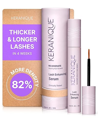 Keranique Lash Growth Serum - Eyelash Enhancer for Women with Thin & Brittle Lashes - Intense Boost for Long, Natural Eyelashes