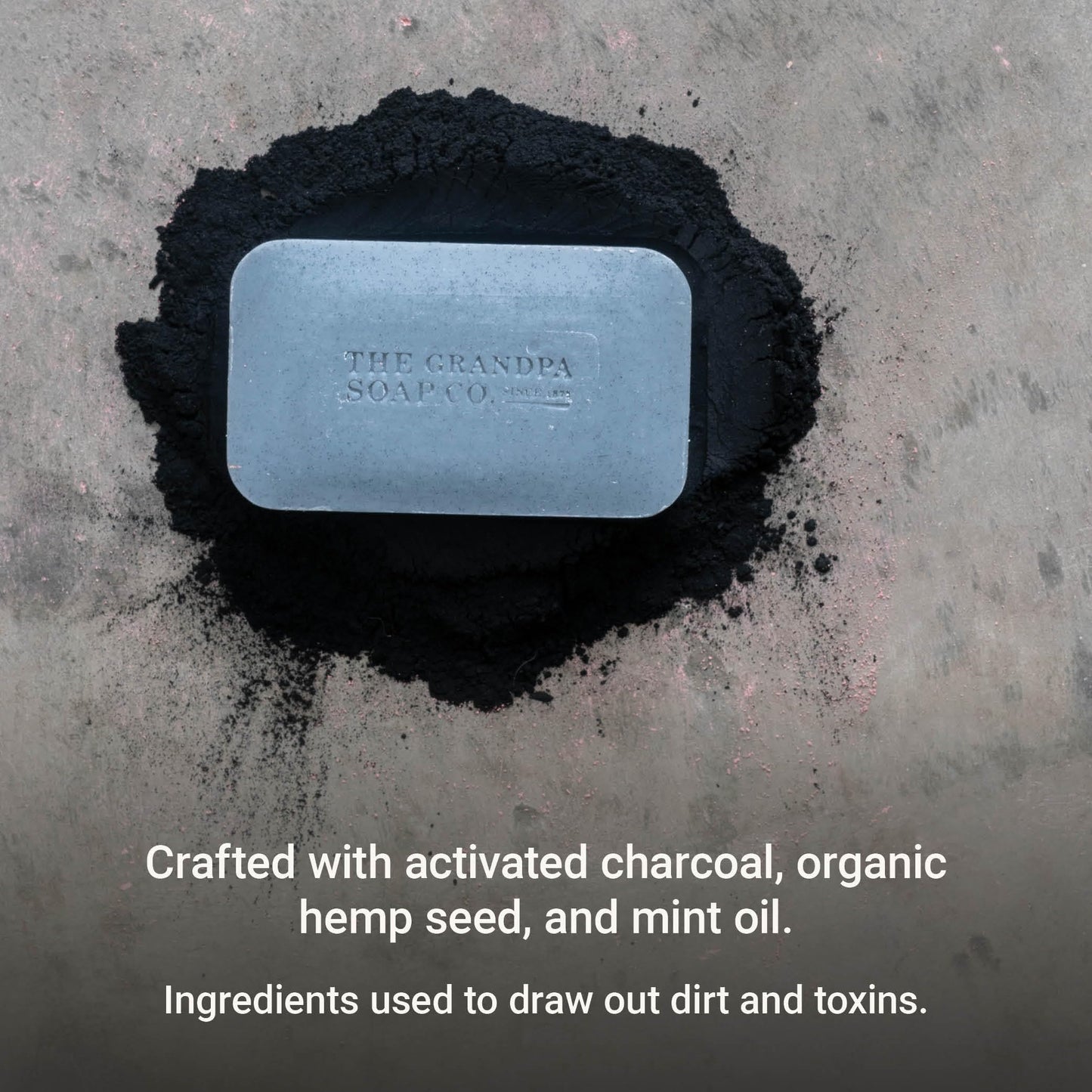 The Grandpa Soap Company Charcoal Bar Soap - With Activated Charcoal Hemp Seed and Mint Oil, Detoxifies, Draws Out Dirt and Toxins, Clear Congested
