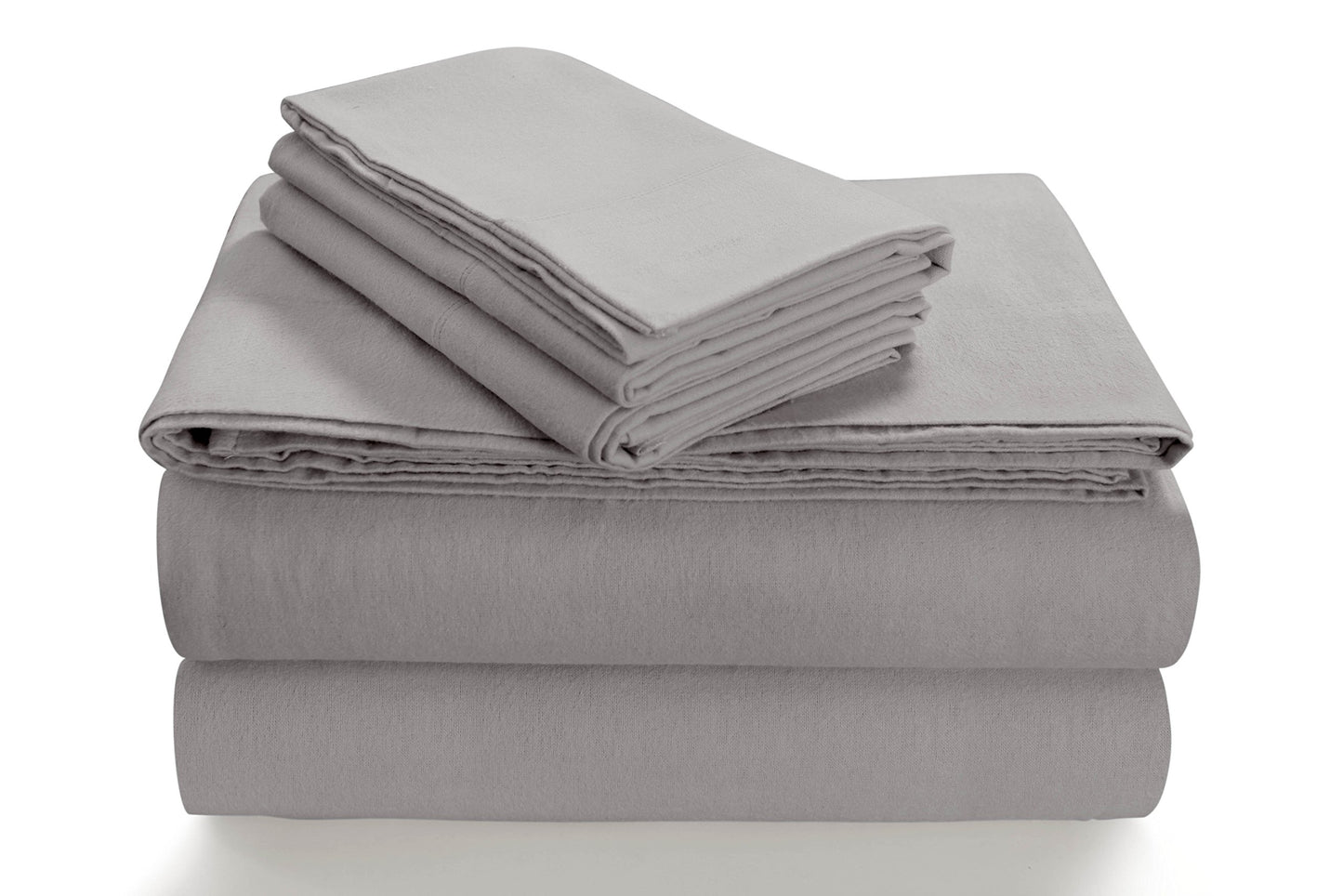 Tribeca Living Solid 5 oz Flannel Extra Deep Pocket Sheet Set, King, Silver Grey