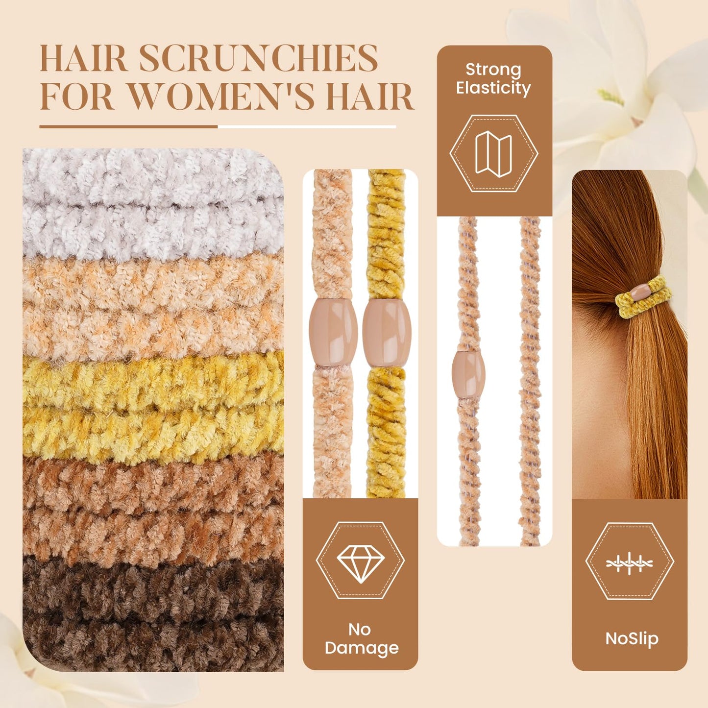 FORENEE Braided Hair Ties No Damage, 10 Pcs Soft Plush Hair Bands for Women's Hair, Bracelet Hair Elastics & Ponytail Holders for Thick Hair - Terra Beauty and Personal Care forenee