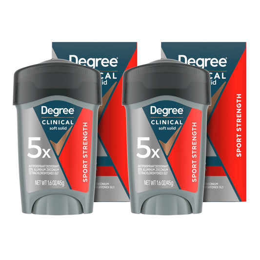 Degree Men Clinical Strength Antiperspirant Deodorant 2 Pack Sport Strength Soft Solid 96-Hour Sweat and Odor Protection 5x Types of Sweat 1.6 oz Beauty and Personal Care Degree