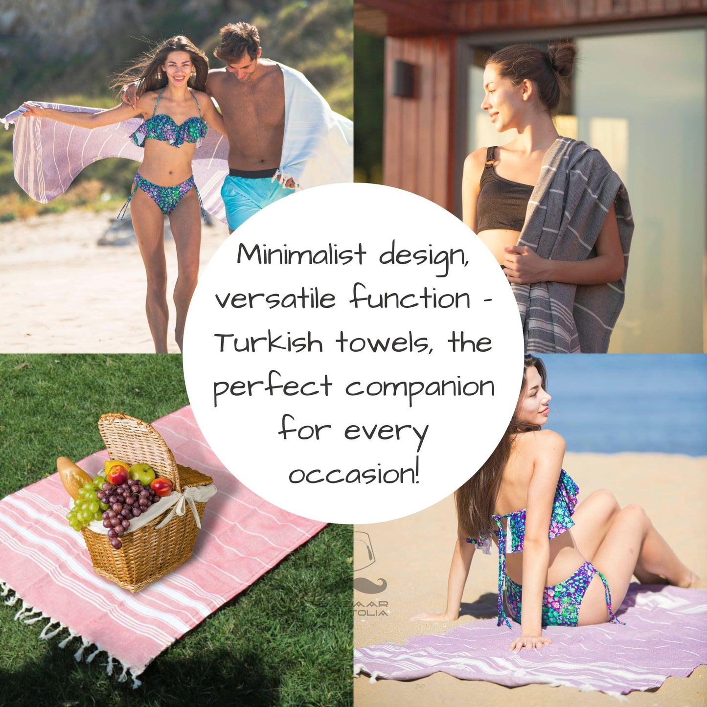 Bazaar Anatolia Turkish Beach Towel - 100% Cotton, Quick Dry, Sand Free Towel for Bathroom, Travel, Camping - Oversized 71x39 Inches - Stripe Light…