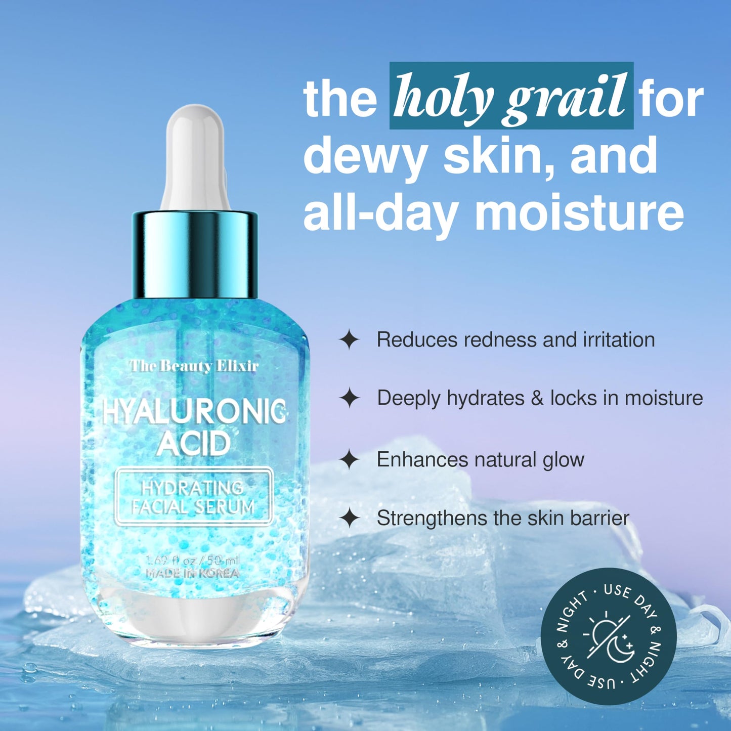 The Beauty Elixir Hyaluronic Acid Serum For Face - Ultra Hydrating, Restores, Smooths & Reduces Wrinkles - Dermatologist Tested, Natural Ingredients