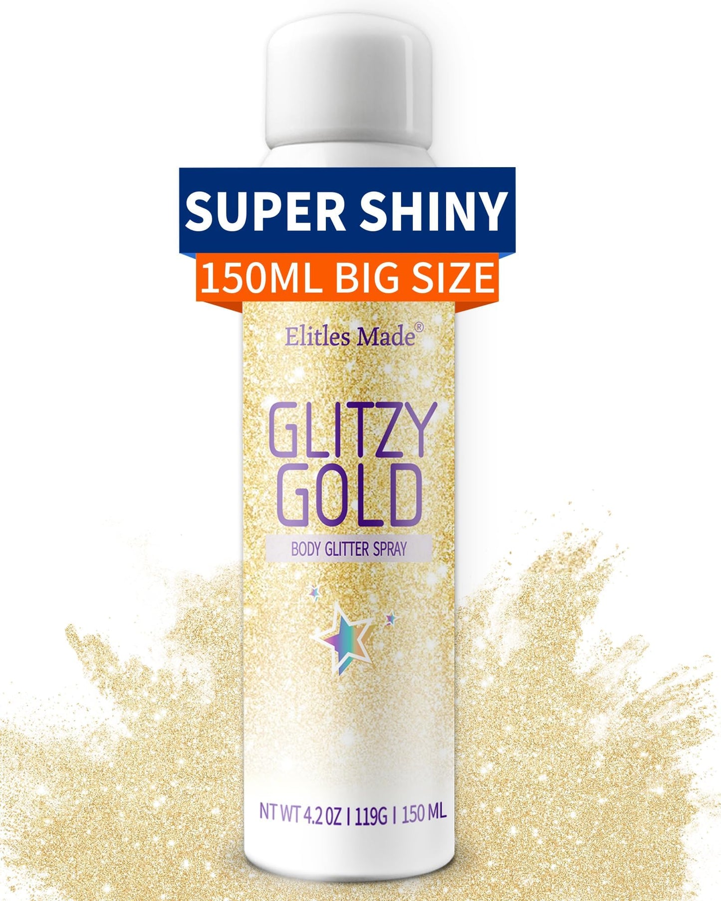 Elitles Made Hair Glitter, 2PCS Body Glitter Spray Glitter Hairspray for Kids Women, Long-Lasting Quick-Drying Holographic Glitter Spray for Hair