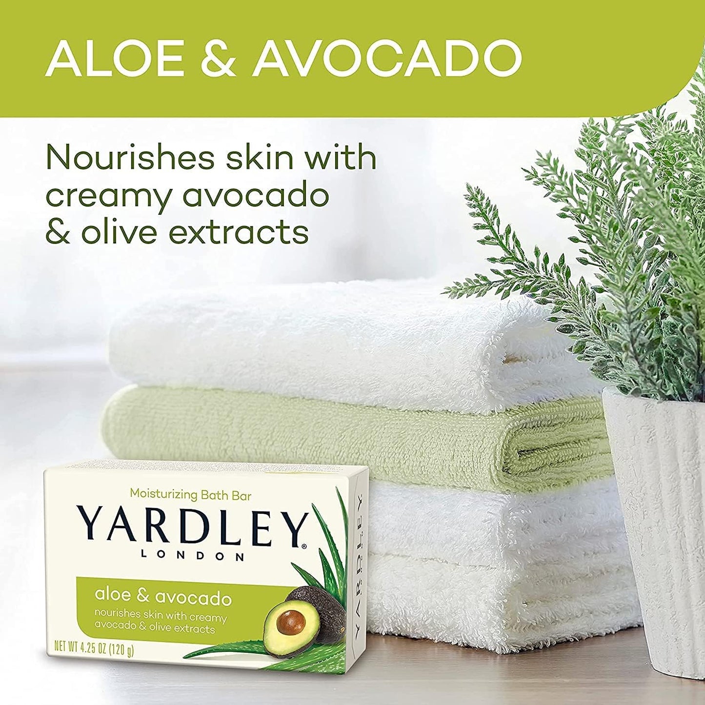 Yardley London Fresh Aloe Bar - Aloe & Avocado - 4.25 oz - 4 ct