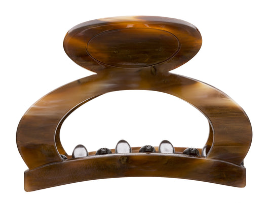 France Luxe Oval Cutout Claw Clip - Classic - Caramel Horn