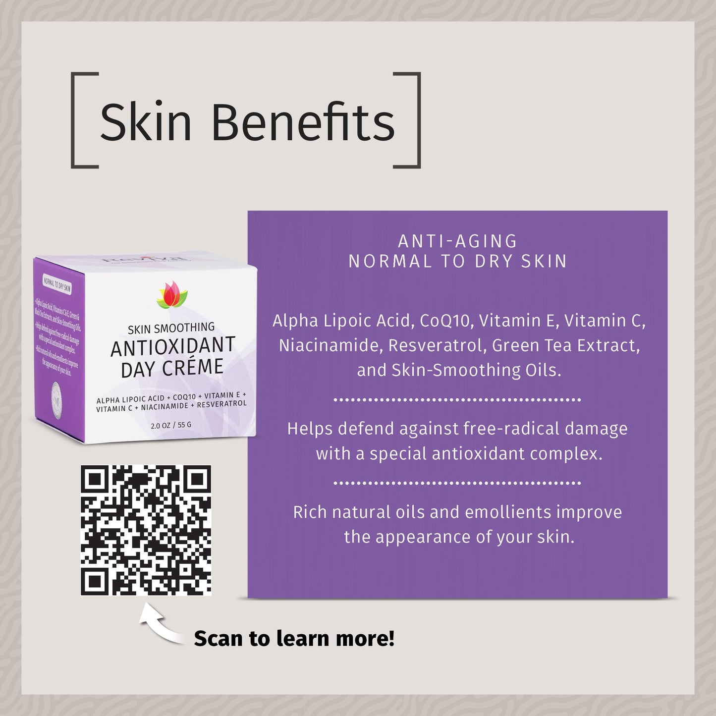 Reviva Labs Antioxidant Skin Smoothing Day Cream 2 Ounce