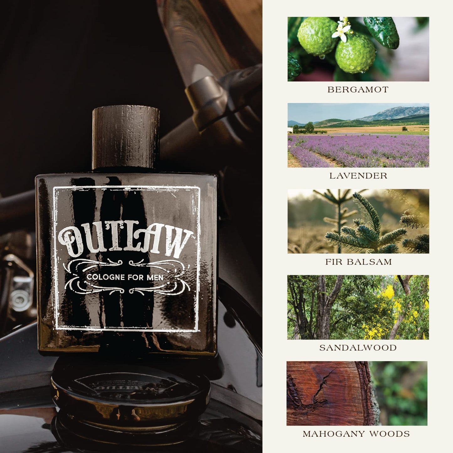 Outlaw Men’s Cologne by Tru Western - Refreshing Bergamot, Lavender and Fir Balsam for a Sensual Aroma - 3.4 oz