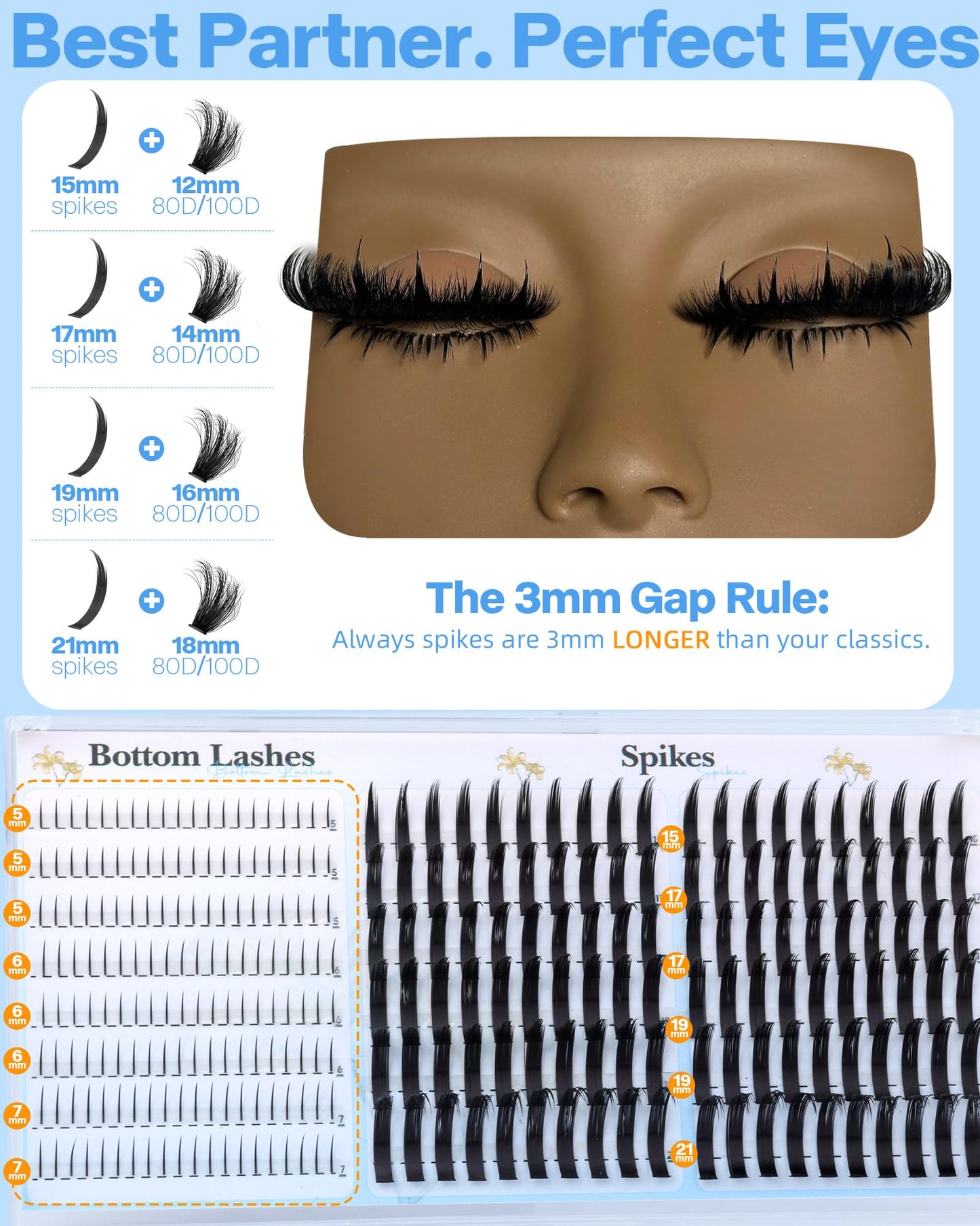 Lash Clusters with Spikes 15-21MM Wispy Lash Spikes with Bottom Lashes 280PCS D Curl Eyelash Clusters 0.005mm Thin Band Individual Lashes DIY Mega Beauty and Personal Care Boahankuke