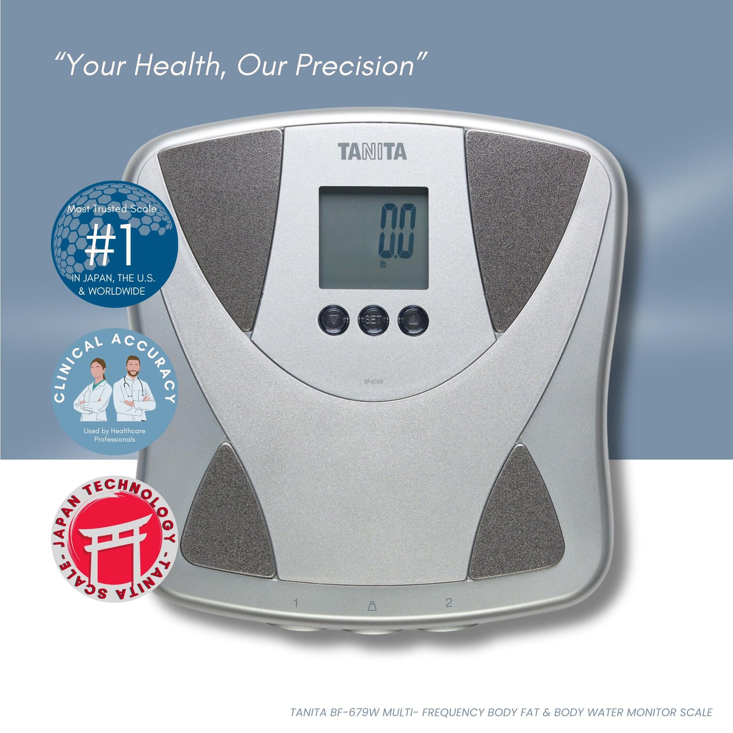 Tanita BF-679W Multi-Frequency Digital Body Fat and Body Water Scale - Smart Bathroom Weight Scale - Body Composition Monitor with Japan Technology…