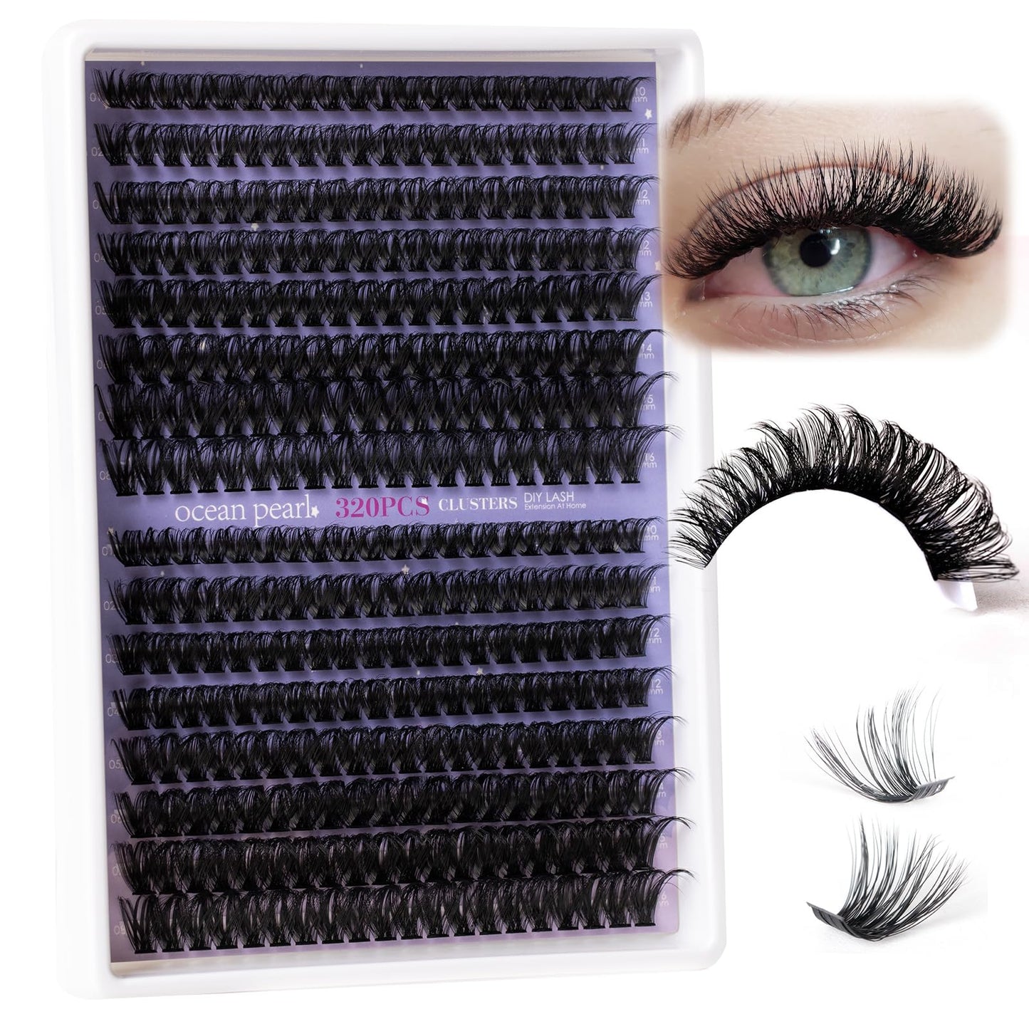 Ocean Pearl Lash Clusters 320pcs 3D Thick Lash Clusters kit 60D+80D Lashes,Eyelashes,Lash Extension Kit,Eyelash Clusters with lash Beauty and Personal Care Ocean Pearl