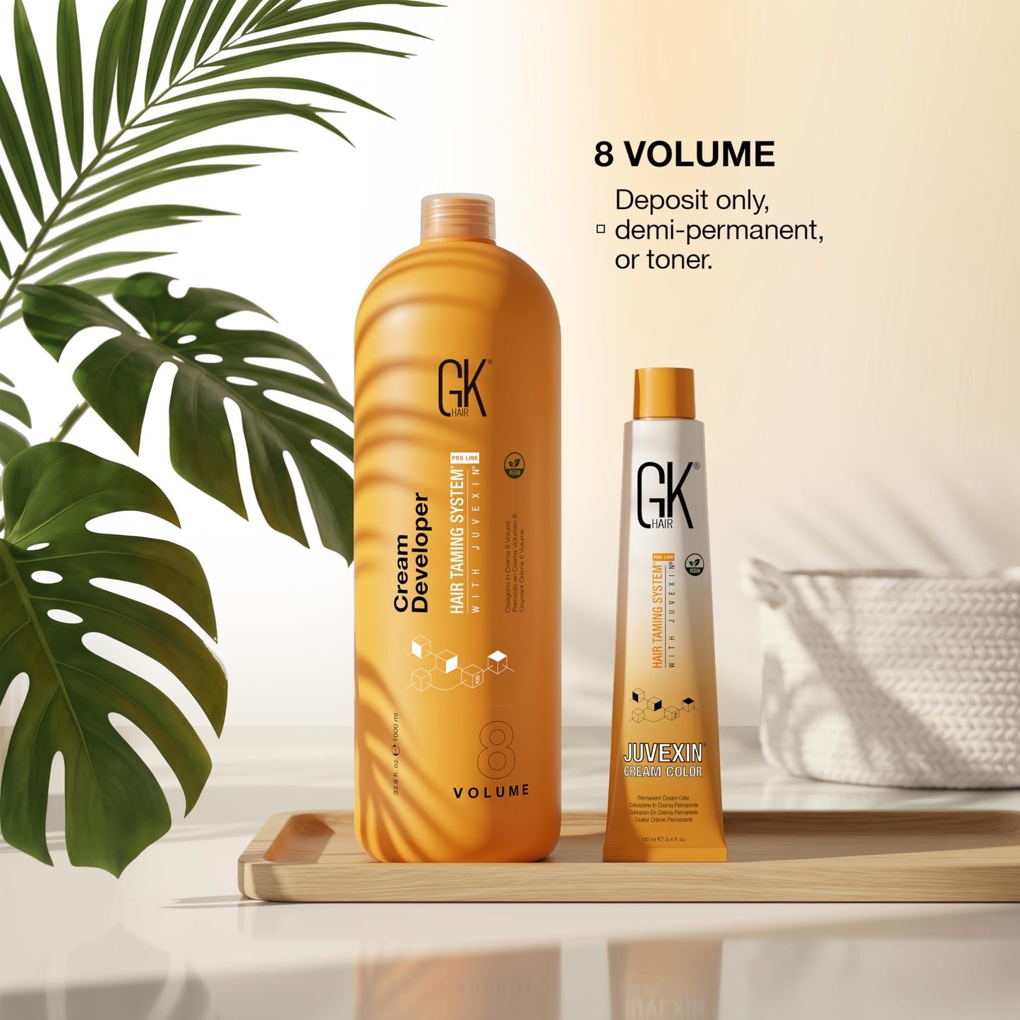 Global Keratin GK HAIR Professional Hair Creme 8 Volume Developer 33.8 Fl Oz for Hair Coloring Bleach - High-Performance Long Lasting Semi-Permanent