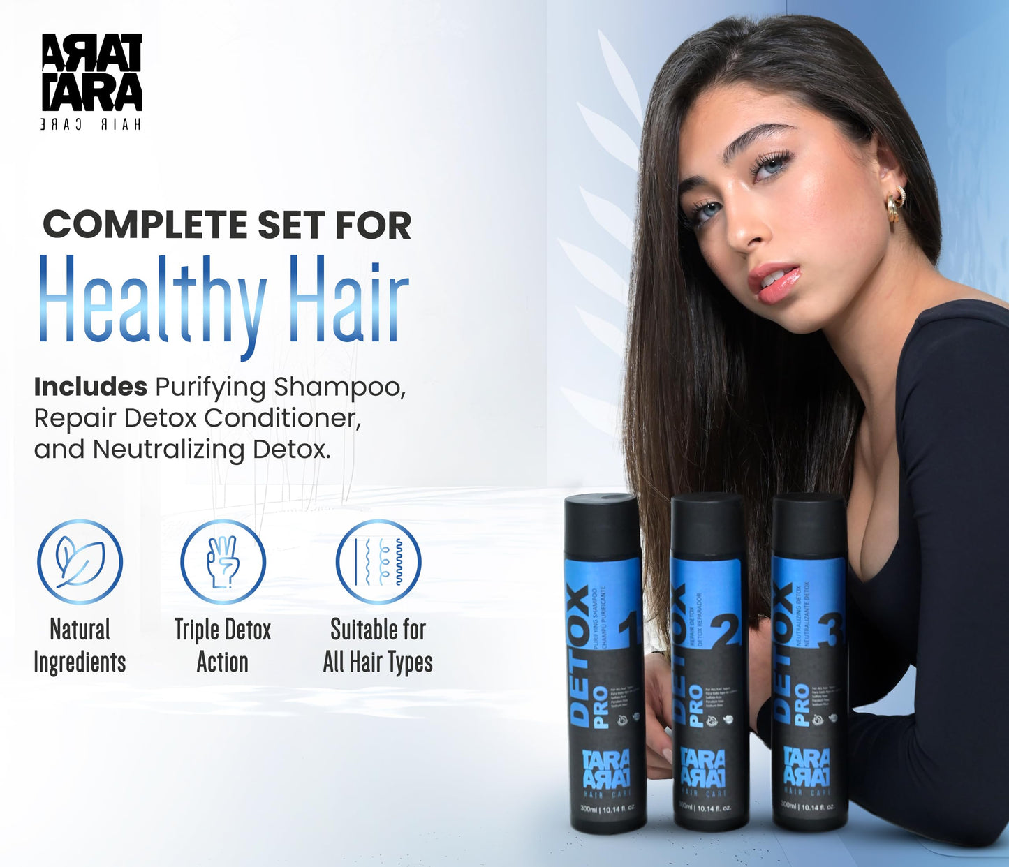 TARA HAIR CARE Detox Pro Treatment Set: Purifying Shampoo, Repair Conditioner, and Neutralizing - Sulfate Free, Color Safe Hair Shampoo