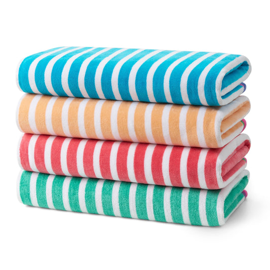 Kaufman - Colorful Racing Striped Beach & Pool Towel - Extra Large Beach Towel - Soft & Absorbent 100% Cotton Towels - Assorted Colors - 30" x 60"…