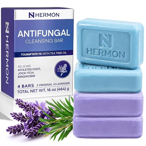 Hermon Antifungal Soap with Tea Tree Oil: Antifungal Treatment Bar Soothing Care & Relief of Itchy for Ringworm, Jock Itch, & Athlete's Foot - Body Beauty & Personal Care Hermon